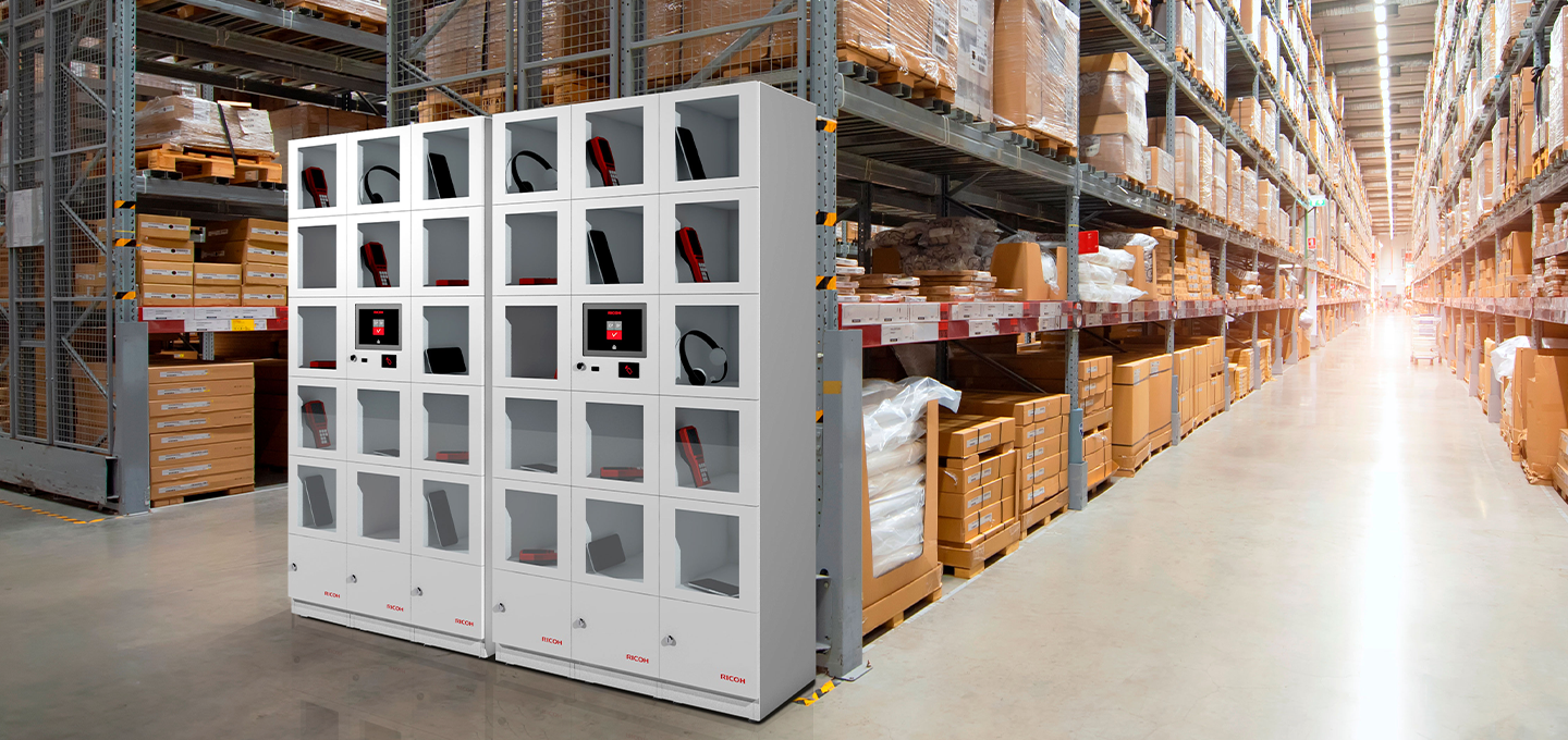 Smart lockers located on a logistic area