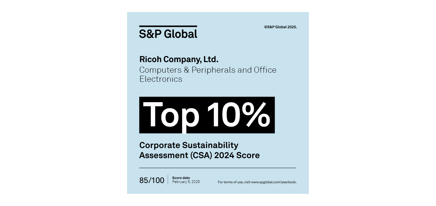 Ricoh selected as a member of the Sustainability Yearbook 2025 by S&P Global