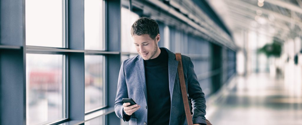 Man looking at smartphone