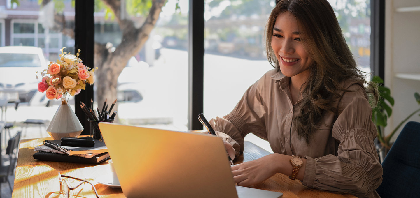 A woman reading a framework agreement